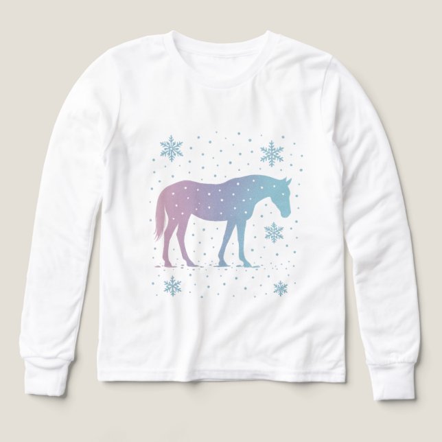Horse Long Sleeve Shirt Girls– Winter Horse  (Design Vorderseite)