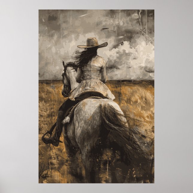 Horse Lover Cowgirl Art Poster (Vorne)