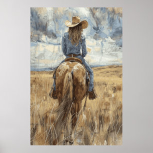 Horse Lover Cowgirl Art Poster