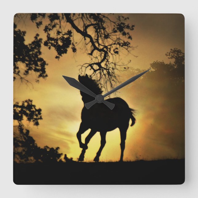 Horse Lover’s Wall Clock Quadratische Wanduhr (Vorderseite)