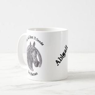 Horse Lover Vintag Sketch Horseshoe Bester Freund Kaffeetasse