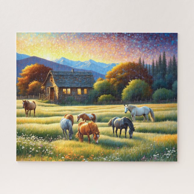 Horse on Farm Wildflower Meadow Puzzle (Horizontal)
