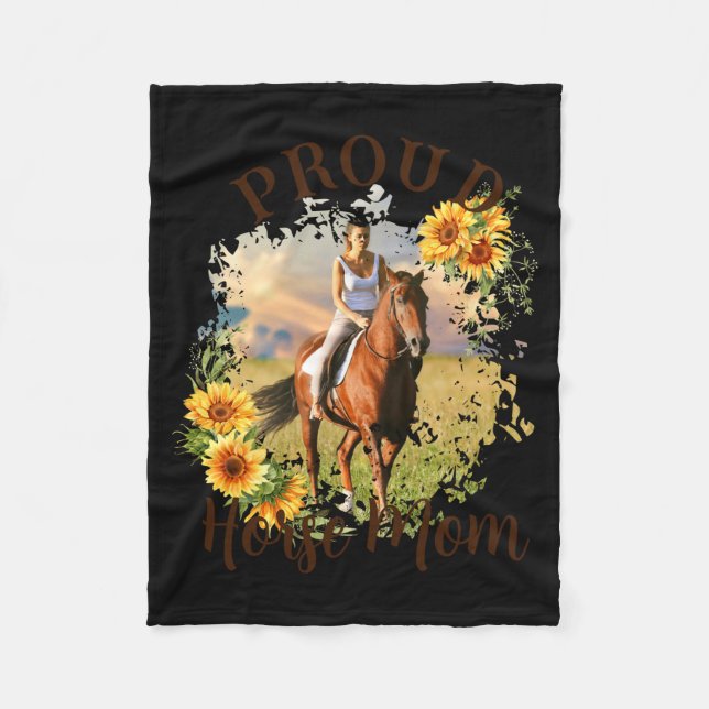 Horse Pet Photo Text Sunflower Accent T Shirt  Fleecedecke (Vorderseite)