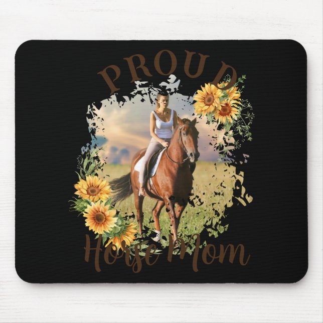Horse Pet Photo Text Sunflower Accent T Shirt  Mousepad (Vorne)