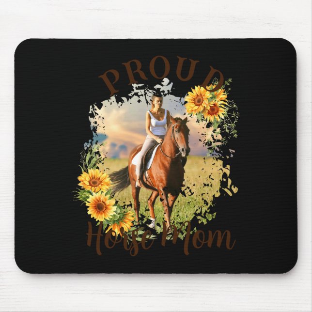 Horse Pet Photo Text Sunflower Accent T Shirt  Mousepad (Vorne)