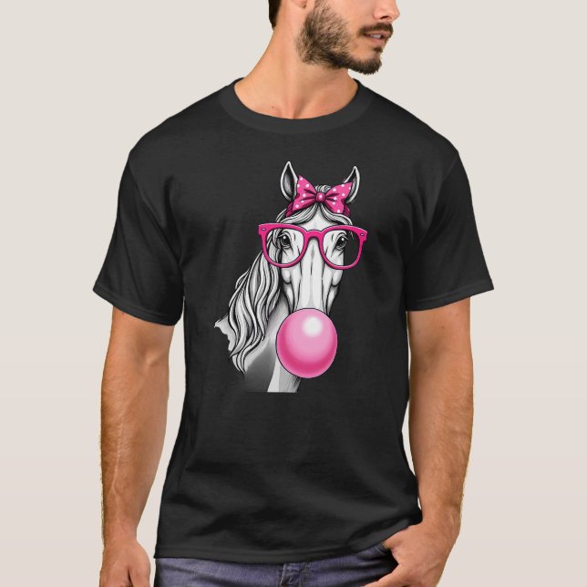 Horse Pink Bandana Bubble Gum T-Shirt (Vorderseite)