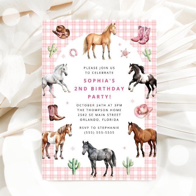 Horse Pony Saddle Up Cowgirl Girl Birthday  Einladung (Von Creator hochgeladen)