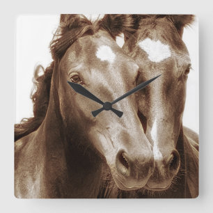 Horse Portrait III Quadratische Wanduhr