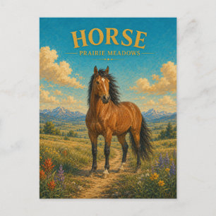 Horse Prairie Meadows Watercolor GeoSaga Postkarte