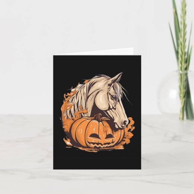 Horse Pumpkin Halloween Kostümreiten E Karte (Vorderseite)