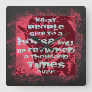 Horse Quote II - Wall Clock Quadratische Wanduhr