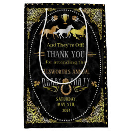 Horse Racing Derby Day Party Art Deco Black Gold Mittlere Geschenktüte