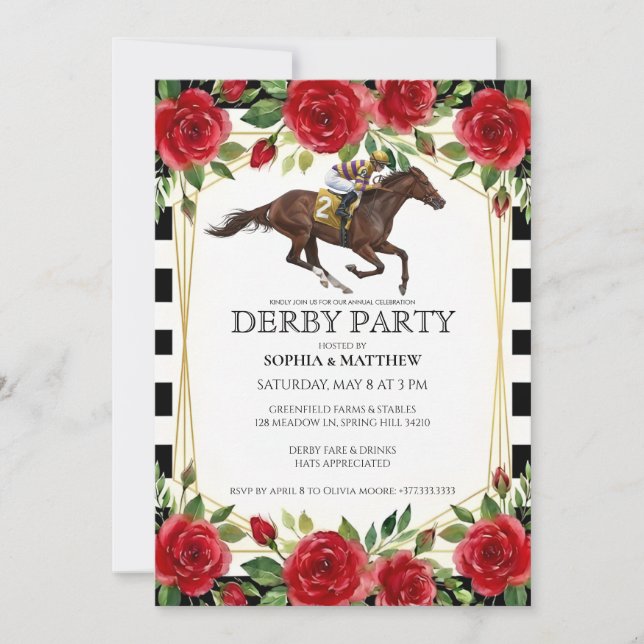 Horse Racing Derby Party Invitation Art Einladung (Vorderseite)