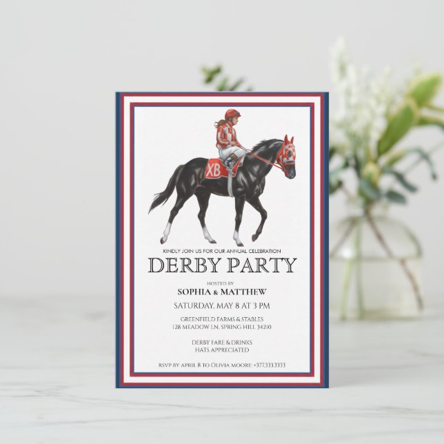 Horse Racing Derby Party Invitation Art Einladung (Stehend Vorderseite)