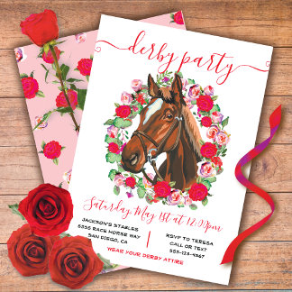 Horse Racing Derby Party Wreath Einladung
