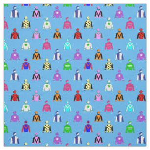 Horse Rider Jockey Silks auf Bright Blue Stoff