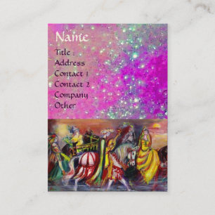 HORSE RIDERS IN NACHT lila violette Glitzern Visitenkarte