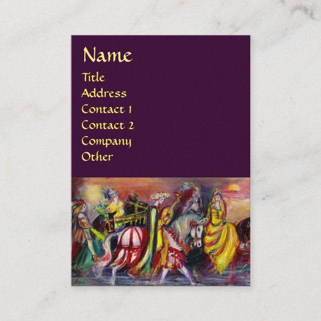 HORSE RIDERS,MUSIK IN DER NACHT Fantasy Lila Visitenkarte (Vorderseite)