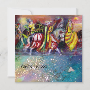 HORSE RIDERS, MUSIK IN DER NACHT, Gold Blue Gparkl Einladung