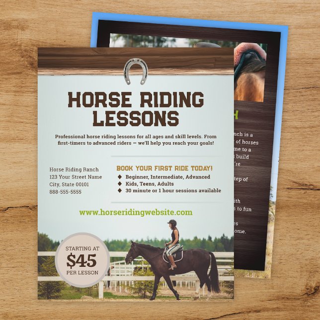 Horse Riding Lessons Flyer Template (Von Creator hochgeladen)