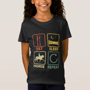 Horse Riding Rider Eat Sleep Repeat Funny retro T-Shirt