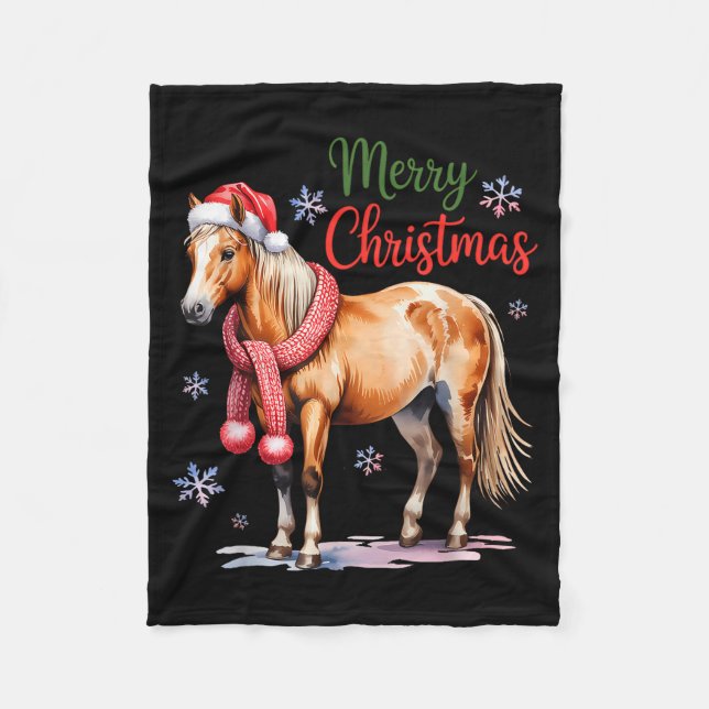 Horse Santa Hat Christmas Lights Family Matching W Fleecedecke (Vorderseite)