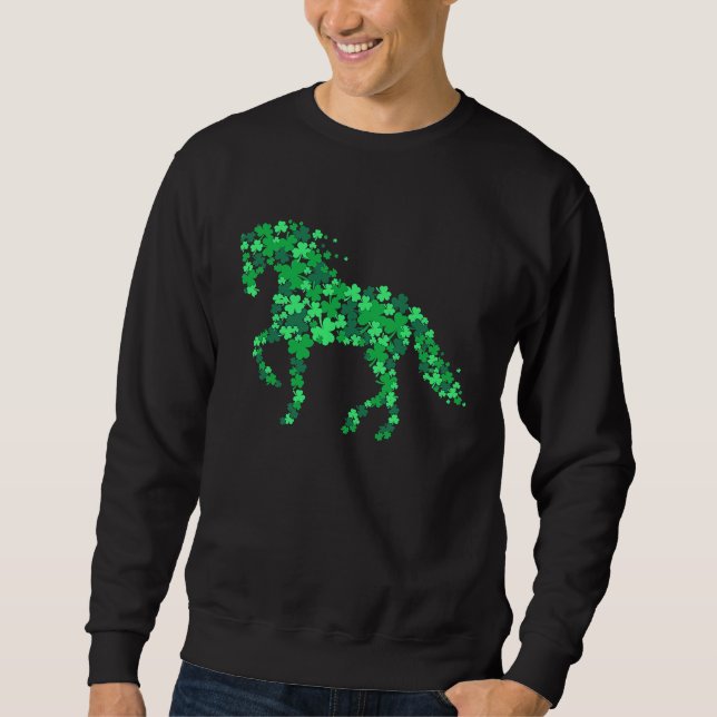 Horse Shamrock Horseback Riding Equestrian St Patr Sweatshirt (Vorderseite)
