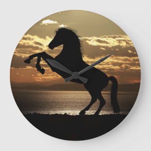 Horse Silhouette Große Wanduhr