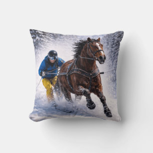 Horse Skijoring   Winterpferd   Kissenbezug Kissen