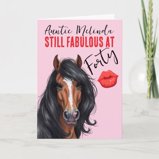 Horse Themed Fabulous at 40 Birthday Card Karte (Vorderseite)