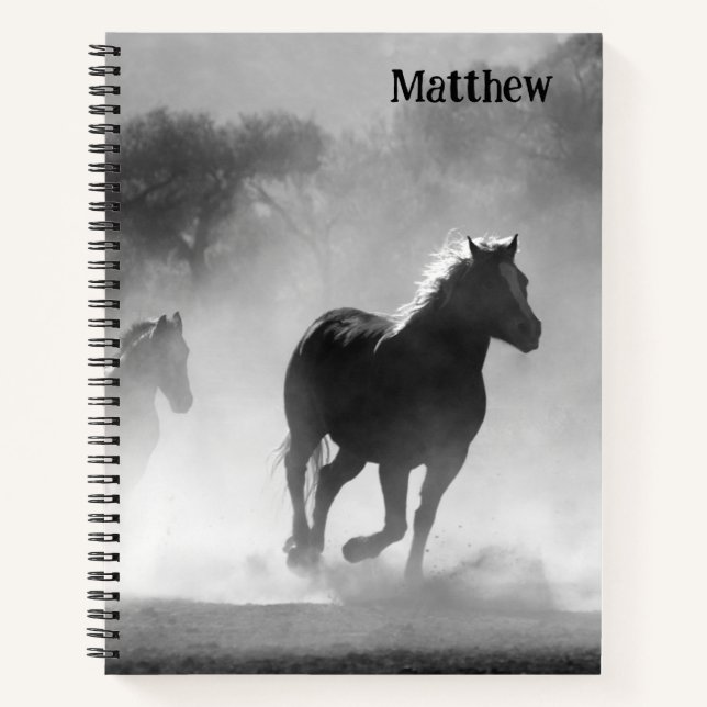 Horse Themed Notebook Personalized with Name Notizbuch (Vorderseite)