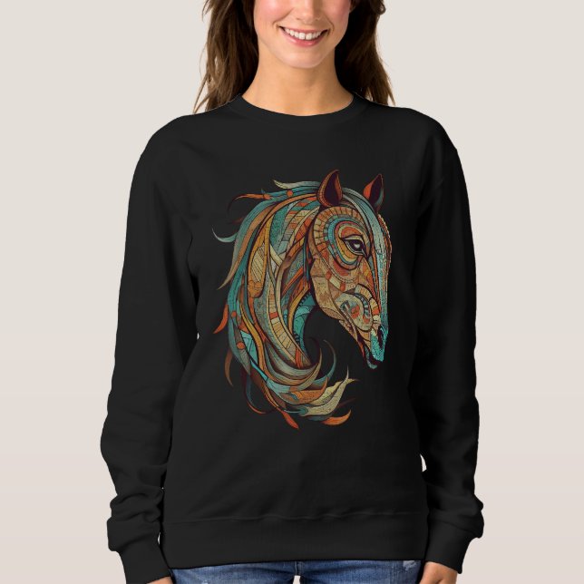Horse Tribal Abstract Native American Geometric Ho Sweatshirt (Vorderseite)