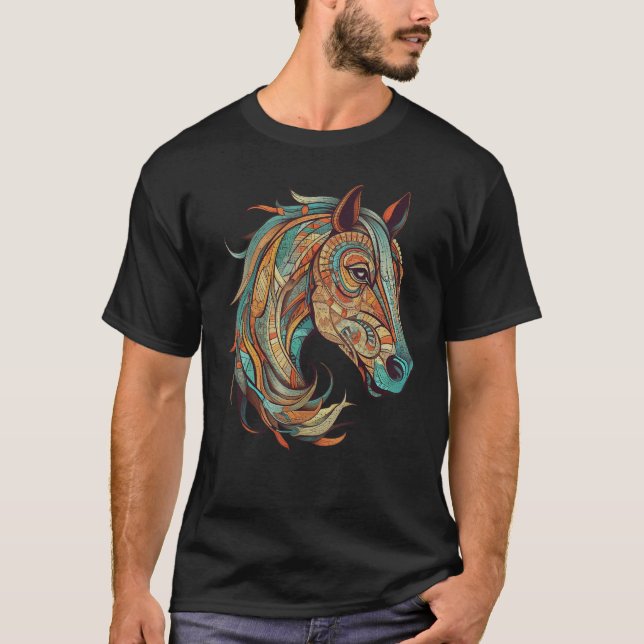 Horse Tribal Abstract Native American Geometric Ho T-Shirt (Vorderseite)