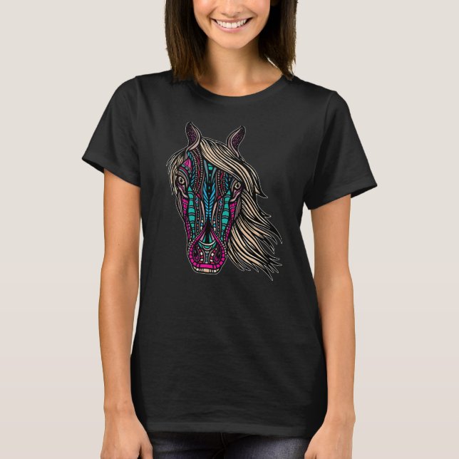 Horse Tribal Eastern Culture  India Hindi Animals T-Shirt (Vorderseite)