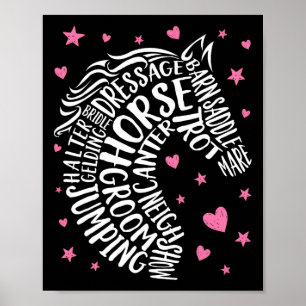 Horse Typografy Art Reitsport Poster