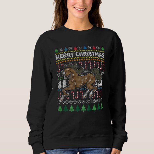 Horse Ugly Christmas Sweater Wildlife Series Sweatshirt (Vorderseite)