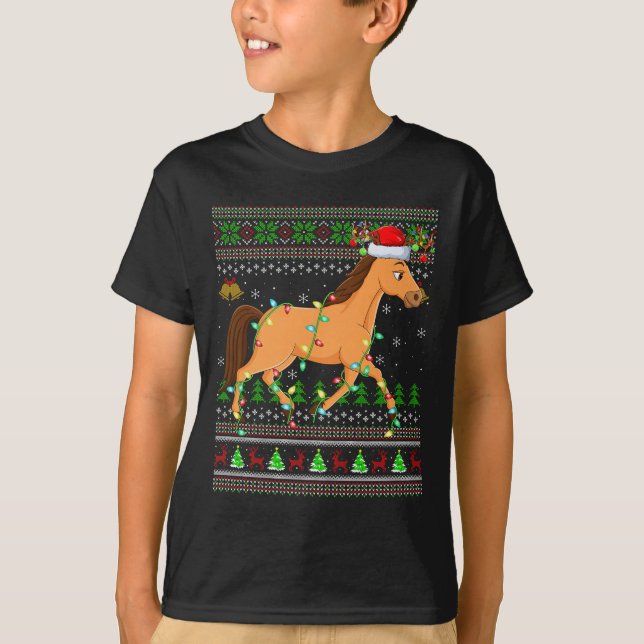 Horse Ugly Christmas Sweaters Holiday Santa Cute X T-Shirt (Vorderseite)