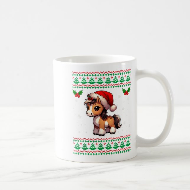 Horse Ugly Weihnachts Sweater Ny Xmas für Erwachse Kaffeetasse (Rechts)