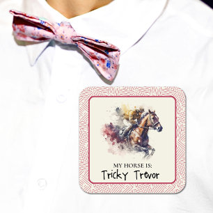Horse und Jockey Quadratischer Aufkleber
