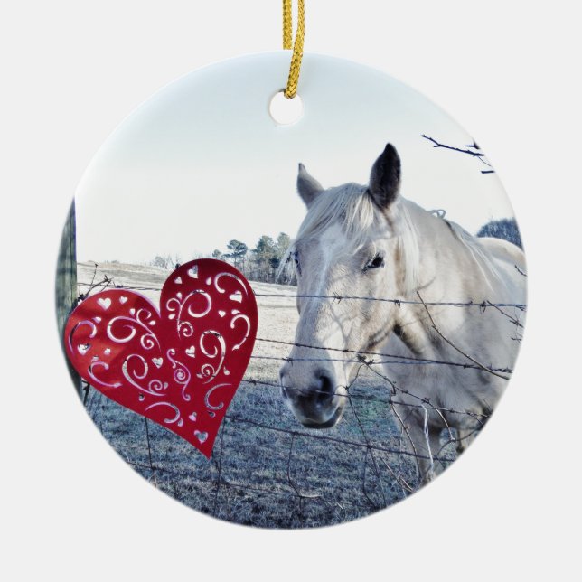 HORSE Valentinherz Keramik Ornament (Vorne)