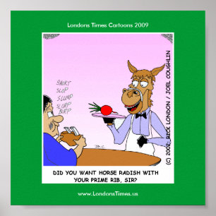 Horse Waiters Funny Cartoom Posters Poster