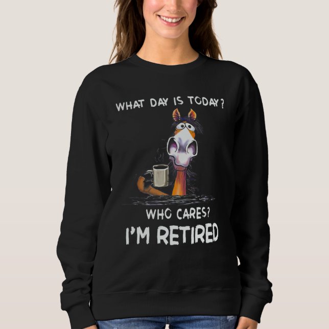Horse What Day Is Today Who Cares I'm Retired Sweatshirt (Vorderseite)