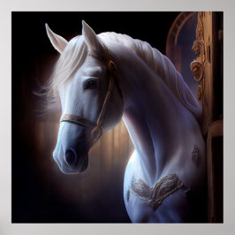 Horse White Poster