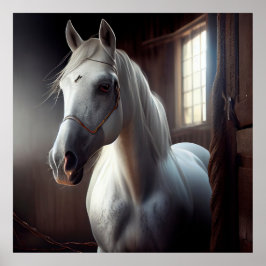 Horse White Poster