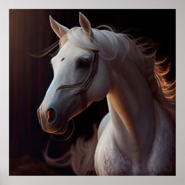 Horse White Poster