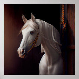 Horse White Poster