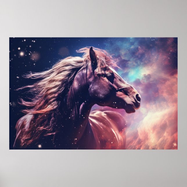 Horse Wild Animal Majestic Wilderness Surrealist Poster (Vorne)