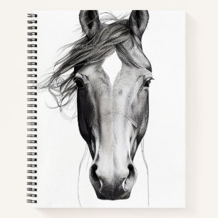 Horse Wild Nature Animal Illustration Zeichnend Ku Notizbuch