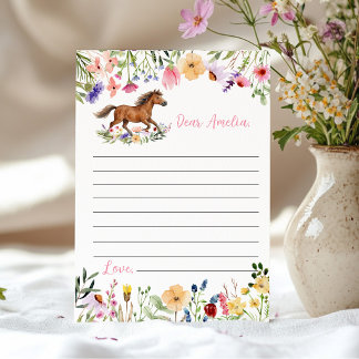 Horse Wildflower Time Capsule Note Message Card Dankeskarte