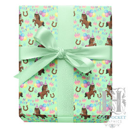 Horse Wrapping Paper in Green Geschenkpapier